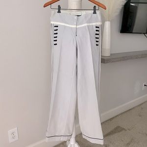 Anthropologie Cartonnier Light Gray Linen Cotton Blend Wide Leg Pants Size 0